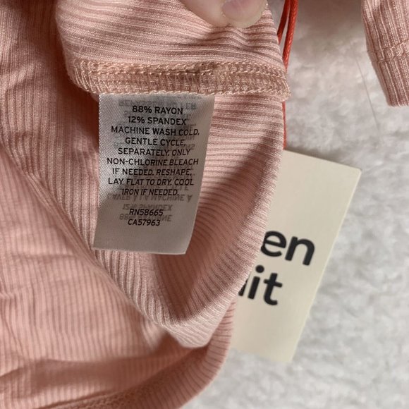 Open Edit Crop Top Women's XS Pink Knot Front Stretch‎ V-Neck Short Sleeve 6394 - Picture 4 of 7